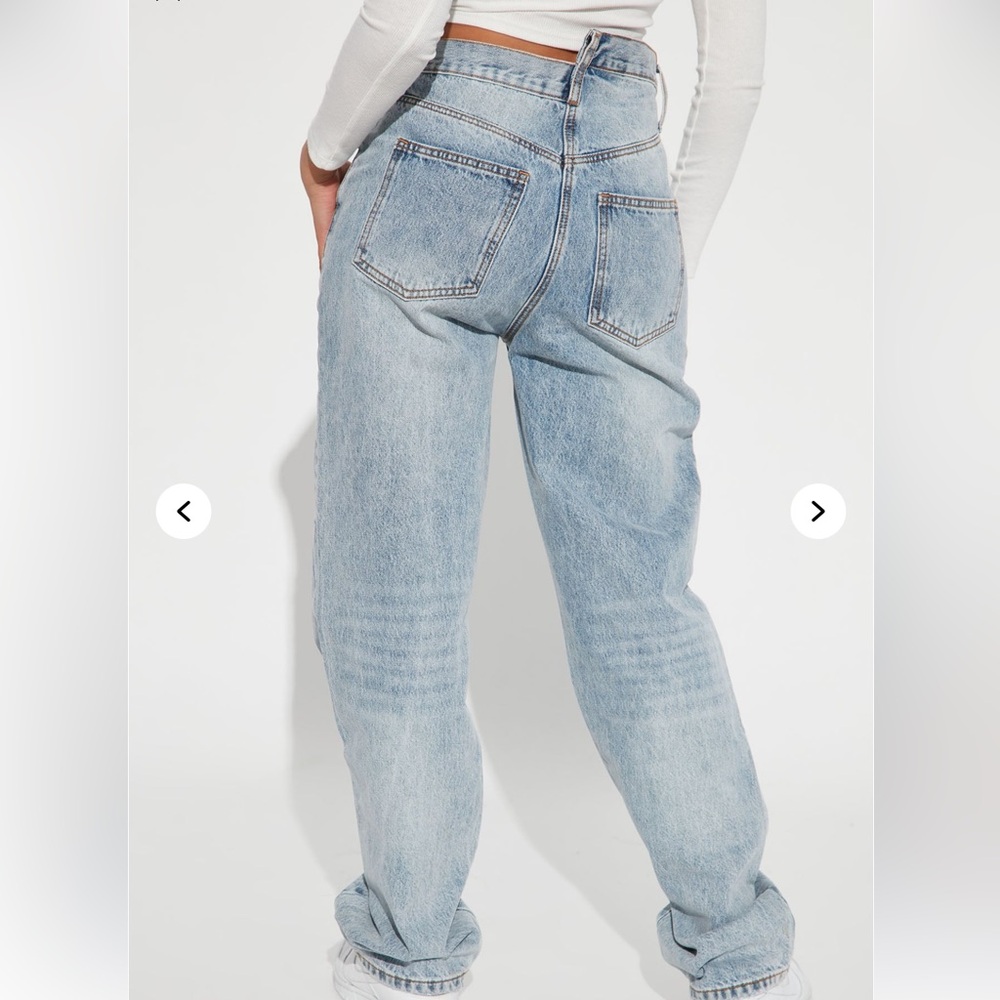 Fashion Nova NWT! Step Waistband Crossover Jeans - Light Blue Wash - Picture 5 of 6